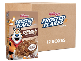 Kellogg's Frosted Flakes Breakfast Cereal, Kids Cereal, Family Breakfast, Chocolate Milkshake (12 Boxes)